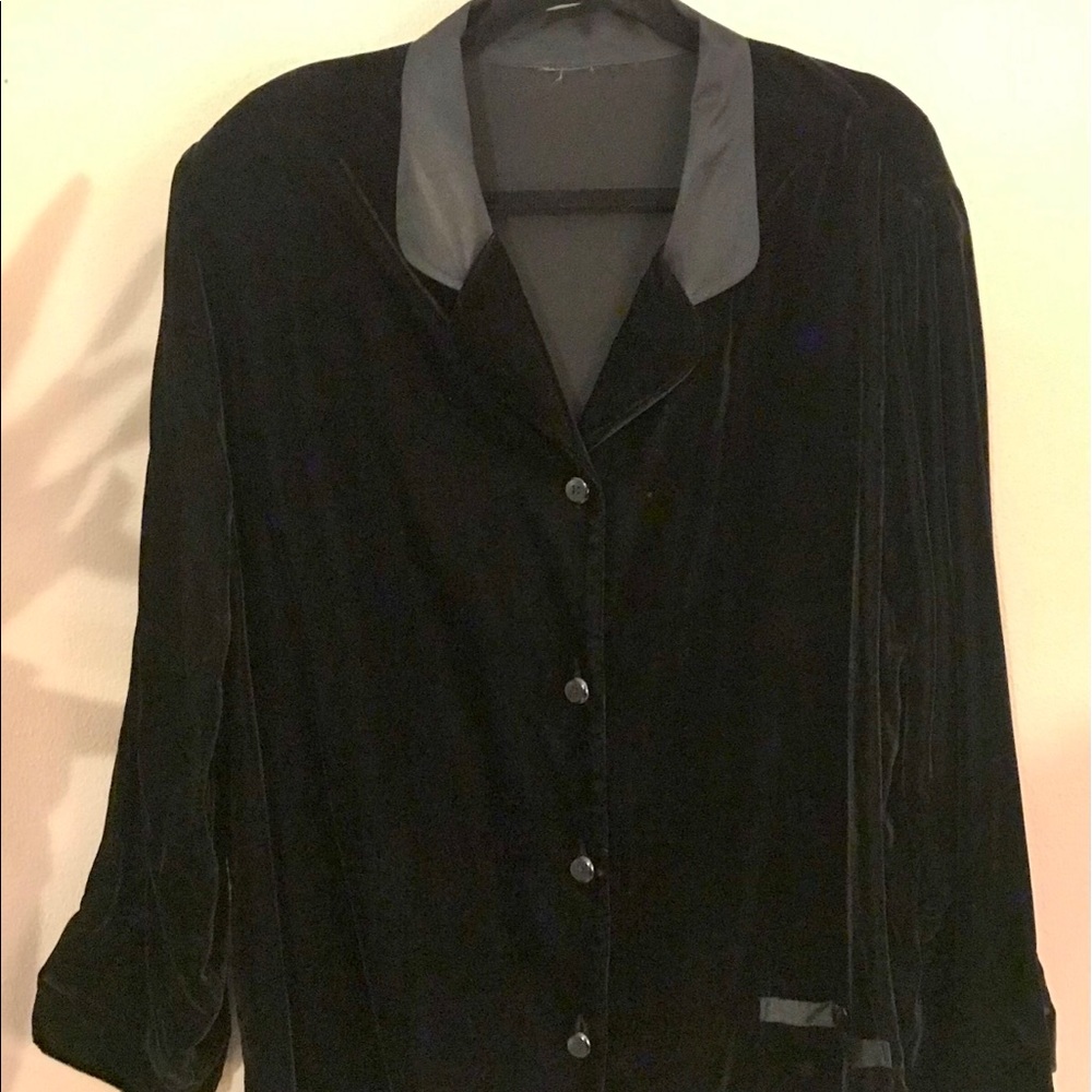 Black Velvet & Satin Blouse/Jacket, 4x